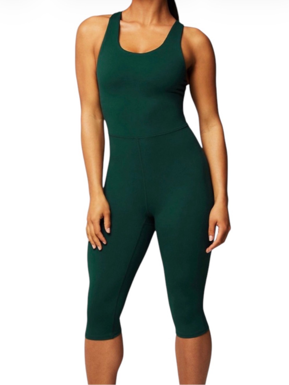 Fabletics Define Cropped PowerHold Capri Jumpsuit Green Size M